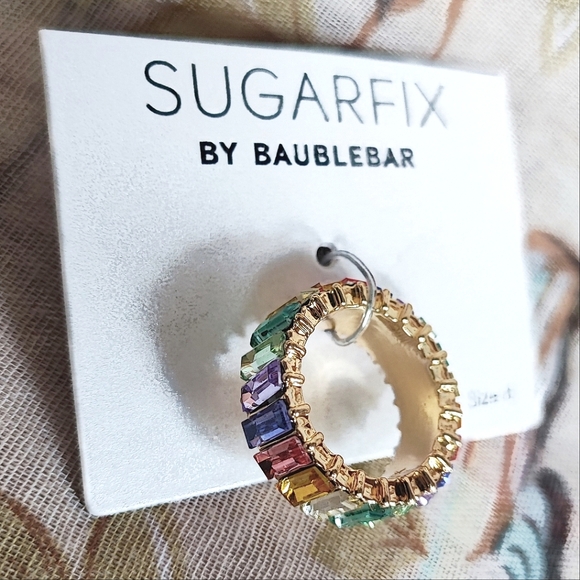 SUGARFIX by BAUBLEBAR Vibrant Pastel Gold Tone Eternity Band Size 8 Ring NEW NOC - Picture 5 of 11